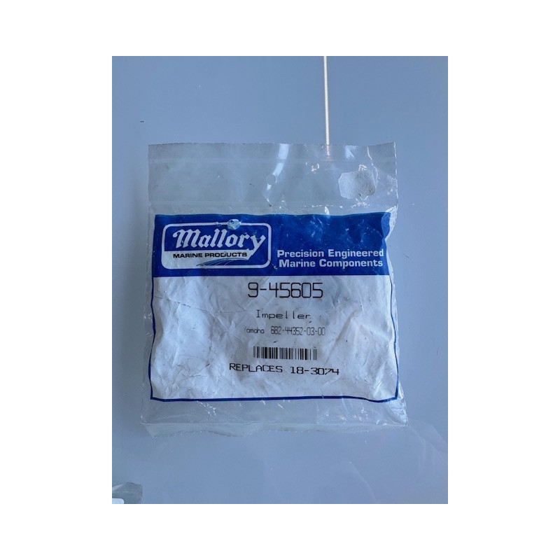 Impeller Mallory 9-45605 – Yamaha 682-44352-03-00 – Remplace 18-3074