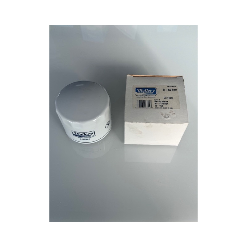 Filtre à huile Mallory 9-57822 Mercury remplace Sierra 18-7789